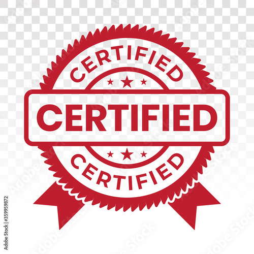 red certified stamp / label flat vector icon for apps or website
