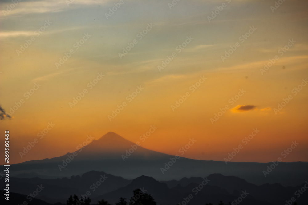 sunset in the big volcano