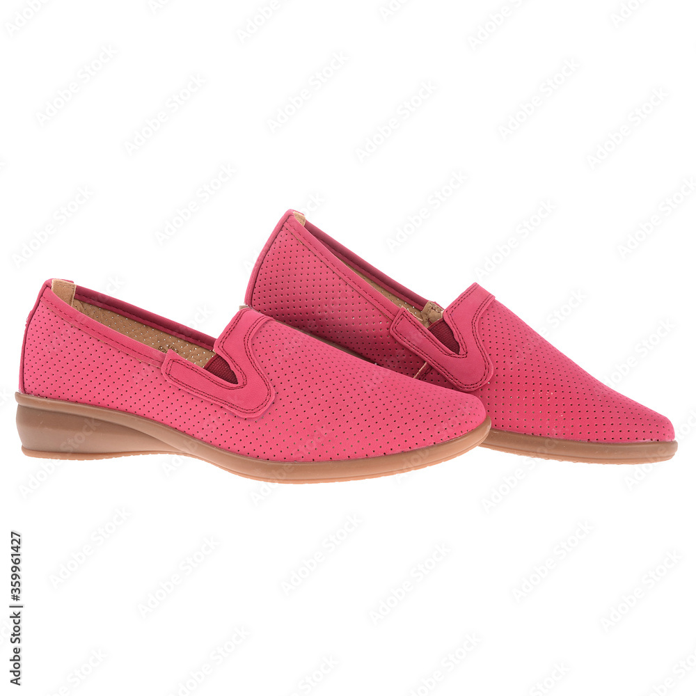 pair of pink women shoes on white background pair of pink women shoes on white background