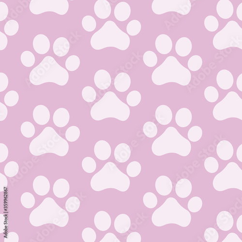 Icono patrón huella perro color rosa pastel sobre fondo rosa