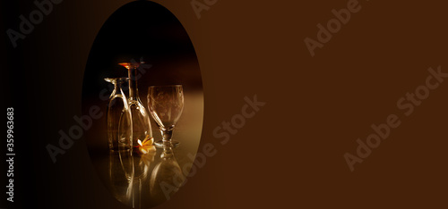 Fine cut glass,wine glassreflection photo