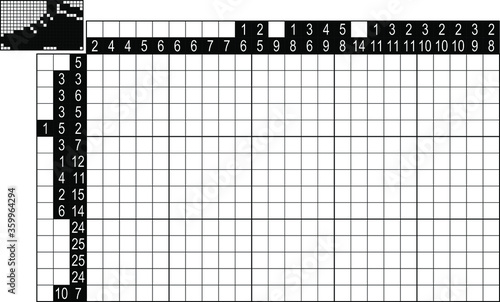 Japanese crossword. Black and white. Paint by number puzzle. Education game for children. Shoe
