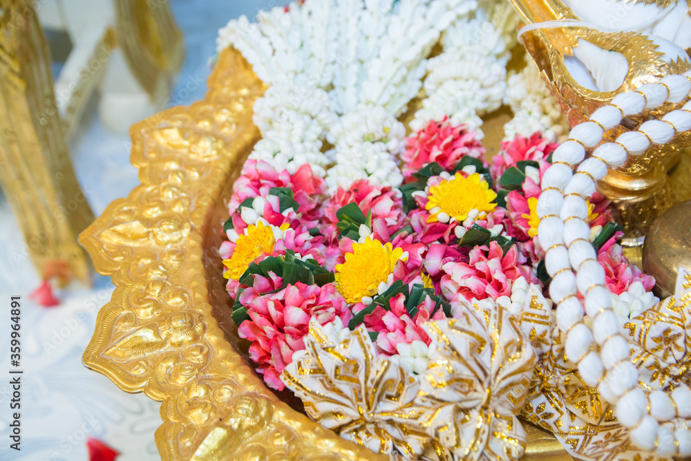 Traditional Thai Wedding ceremony decoration and artifacts object.