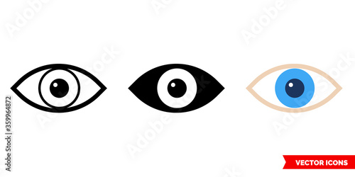 Eye or view icon of 3 types. Isolated vector sign symbol.