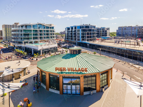 Aerial of Long Branch Pier Village During Covid19 Coronavirus Pandemic photo