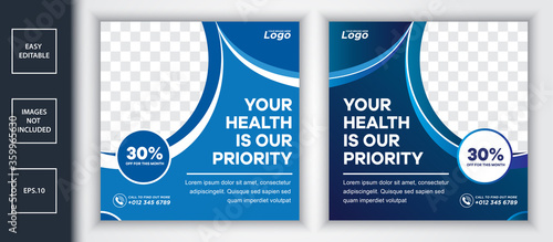Sale template collection for promotion sale. Editable banner for social media post, web and internet. healty and medical.
