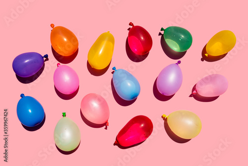 Studio shot of bunch of colorful water balloons
