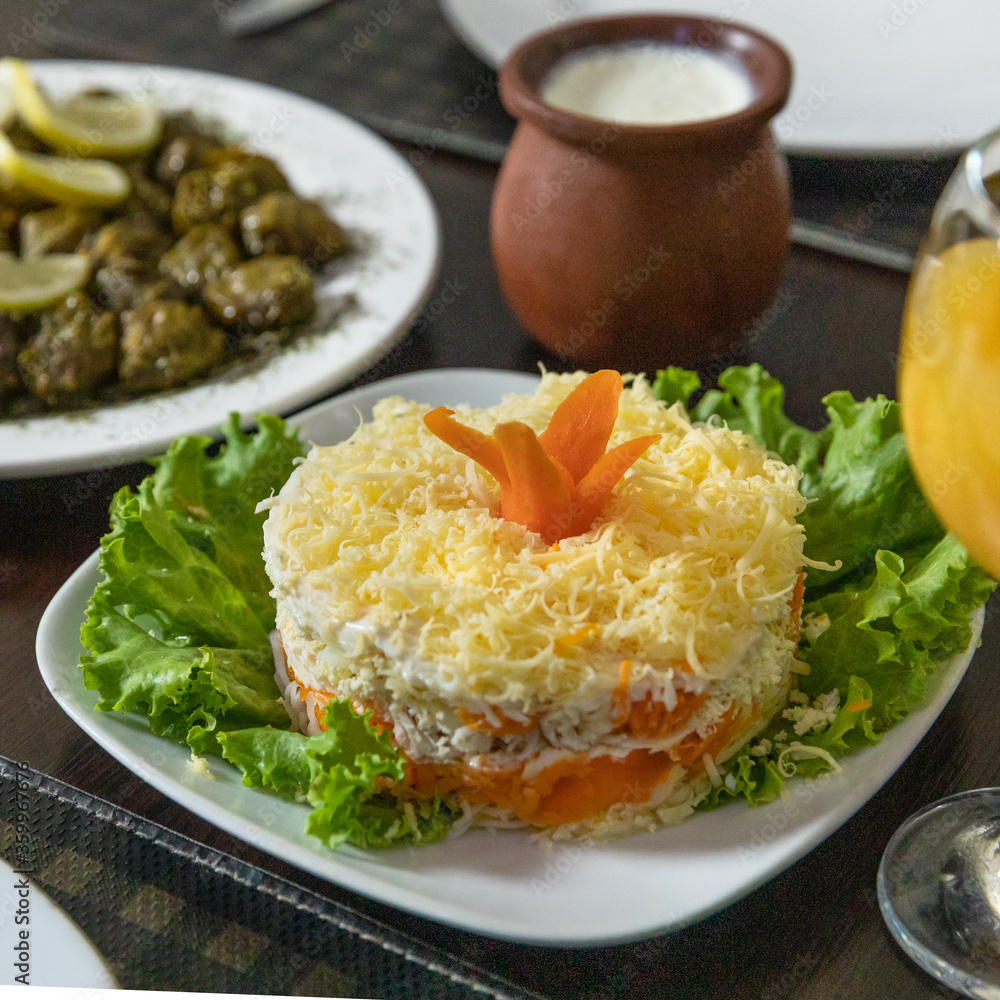 Beautiful Mimosa salad with yogurt Beautiful Mimosa salad with yogurt