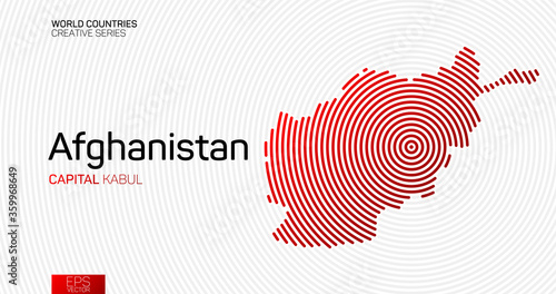 Abstract map of Afghanistan with red circle lines photo