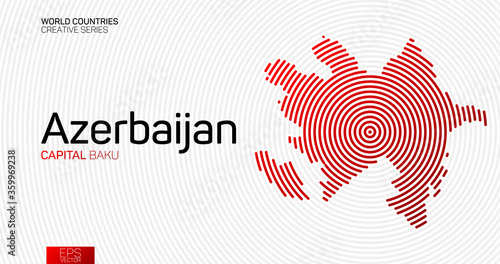 Abstract map of Azerbaijan with red circle lines