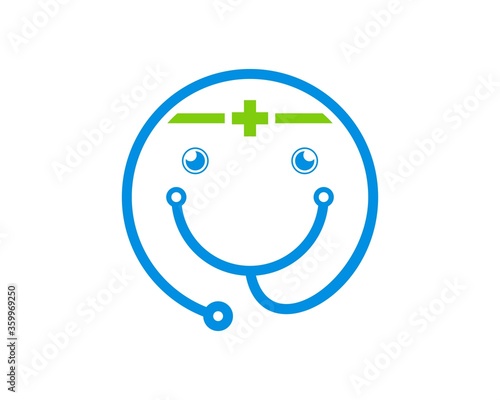 Smiling stethoscope and medical symbol