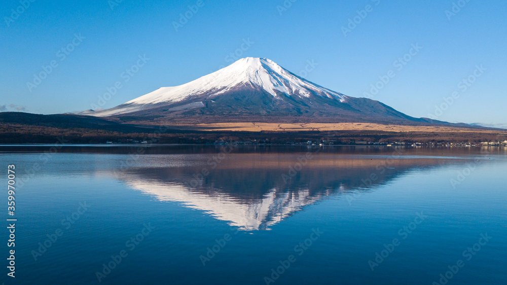 Inverted Mt Fuji from Lake Yamanaka, Japan
