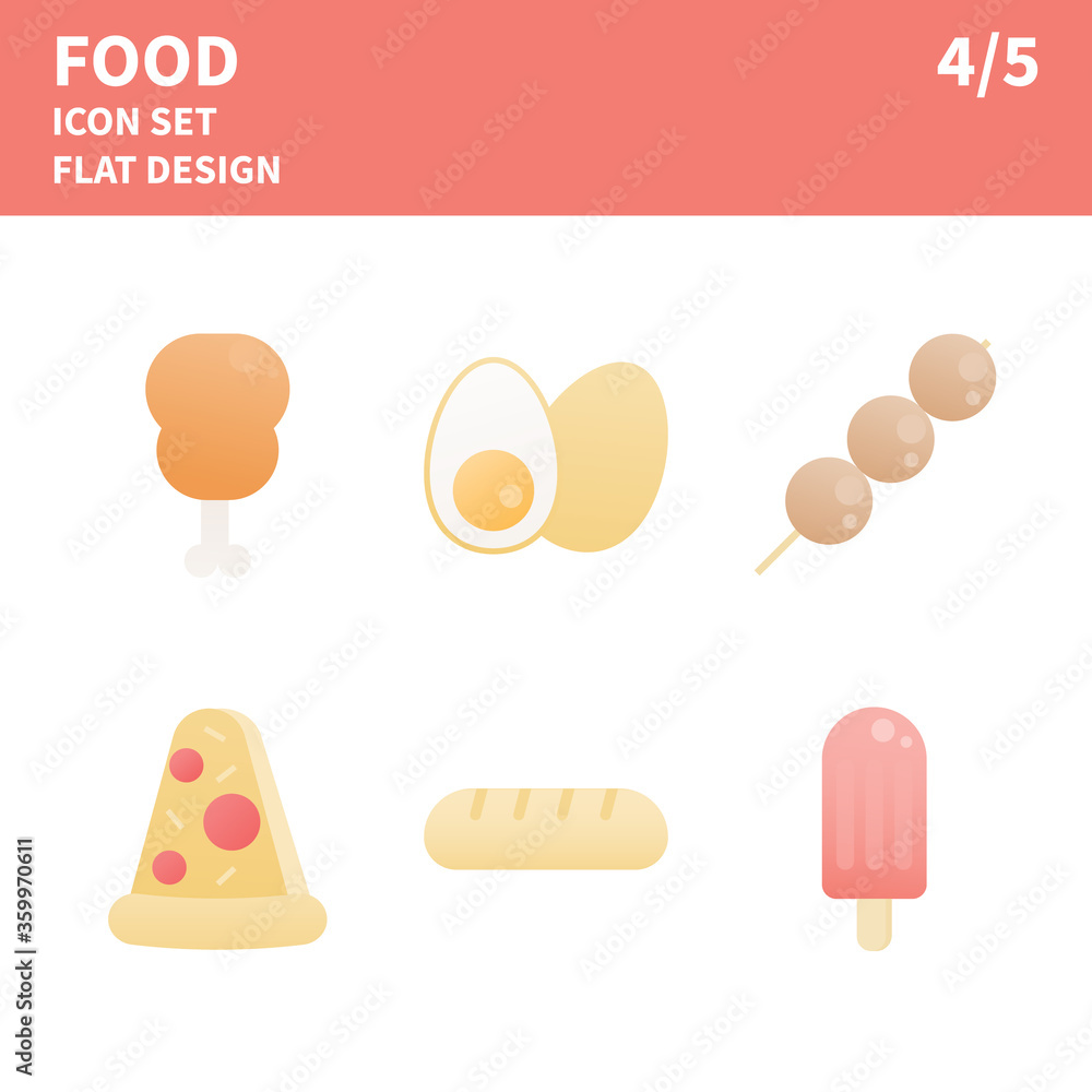 Set of food icon. Food flat icons. Vector illustration. Set of food icon. Food flat icons. Vector illustration.