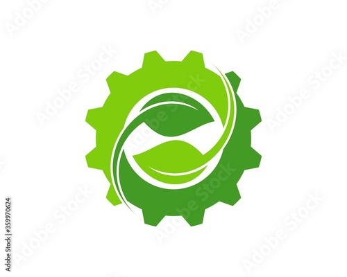 Gear and leaf with yin yang style
