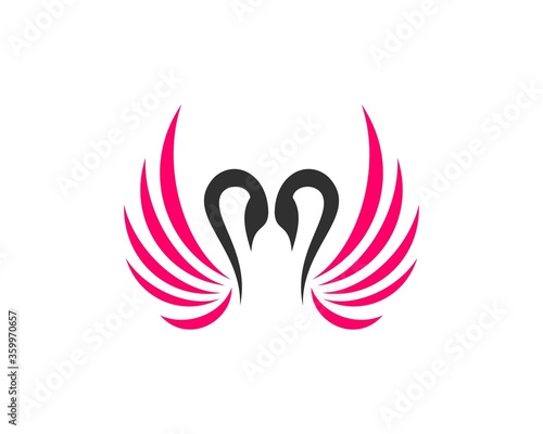 Beauty swan abstract with pink wings