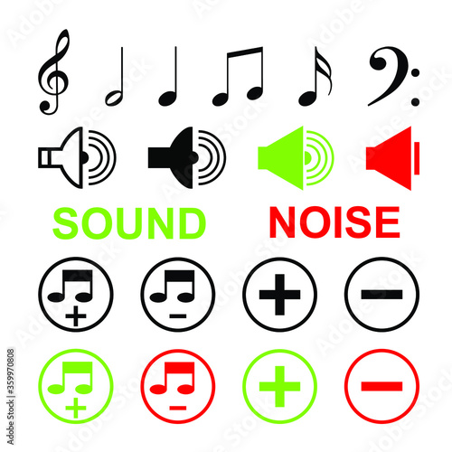 Sound icons. Volume. Elements for design, advertising, web, packaging. Vector.