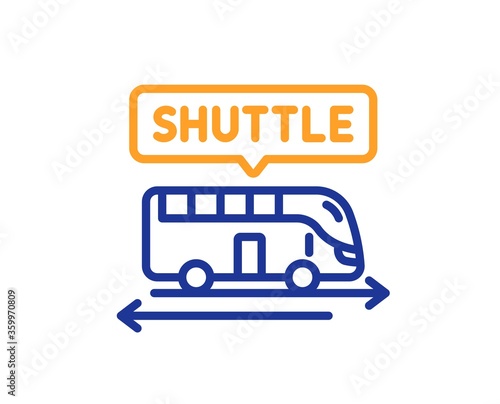 Shuttle bus line icon. Airport transport sign. Transfer service symbol. Colorful thin line outline concept. Linear style shuttle bus icon. Editable stroke. Vector