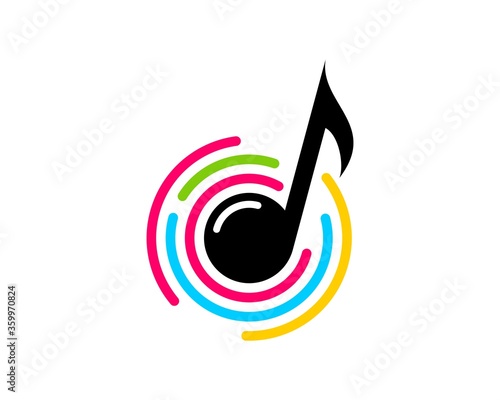 Note music with rainbow circle line
