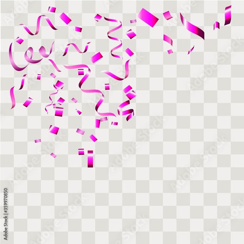 Colorful confetti. Festive of falling shiny confetti isolated on transparent background.