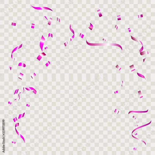 Colorful confetti. Festive of falling shiny confetti isolated on transparent background.