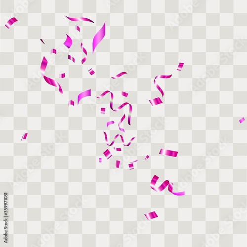 Colorful confetti. Festive of falling shiny confetti isolated on transparent background.