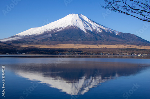 Inverted Mt Fuji from Lake Yamanaka, Japan