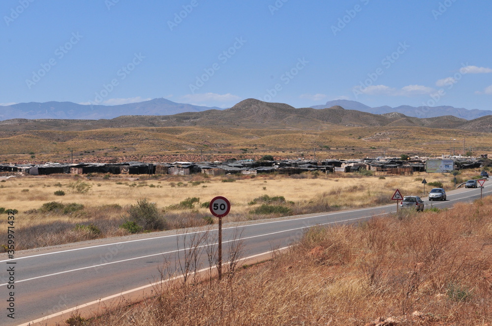 Fototapeta premium Migrant worker slum at Cabo de Gata, Almeria, Spain
