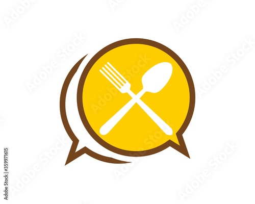 Bubble chat and spoon and fork cross