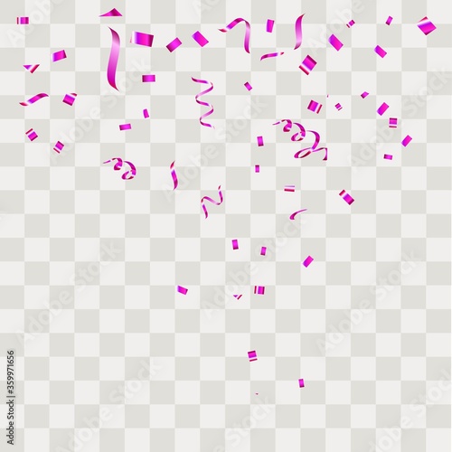 Colorful confetti. Festive of falling shiny confetti isolated on transparent background.