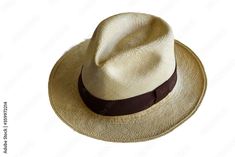 Straw hat for man on white background