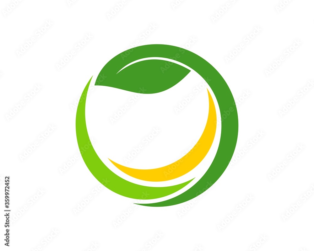 Circle swoosh with leaf Circle swoosh with leaf
