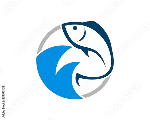Abstract fish jump from air with hook tail