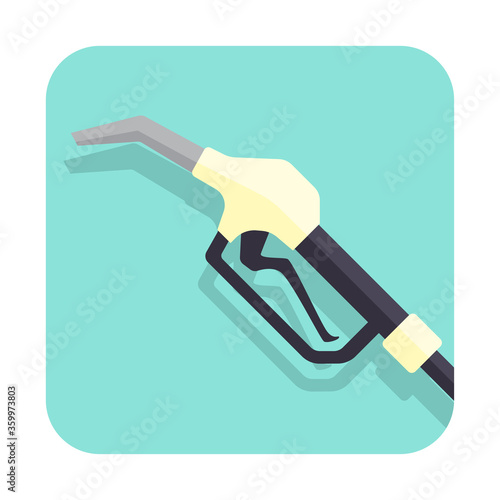 hand holding gasoline pistol pump fuel nozzle. vector illustration	