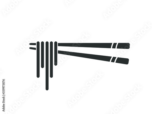 Noodles icon. Noodles on chop sticks vector design.  Noodle vector illustration. 
