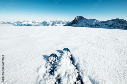 Obraz na plátně Austria, Upper Austria, Skis lying in snow at Dachstein Glacier