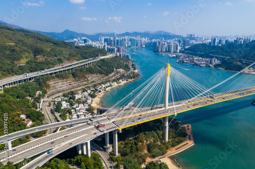 Top view of Ting Kau bridge
