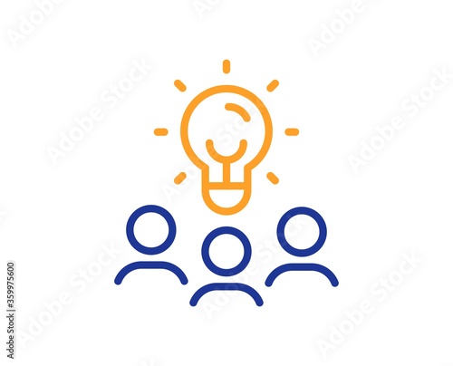 Business idea line icon. People group sign. Teamwork meeting symbol. Colorful thin line outline concept. Linear style business idea icon. Editable stroke. Vector