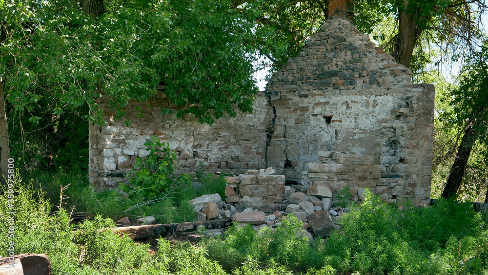 The remains of Strauss Cabin, located within the Arapaho Bend Natural Area, near Fort Collins, Colorado.