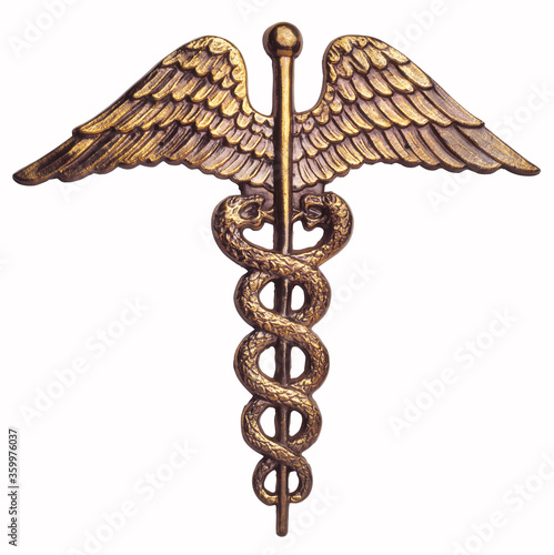 caduceus medical symbol isolated on white