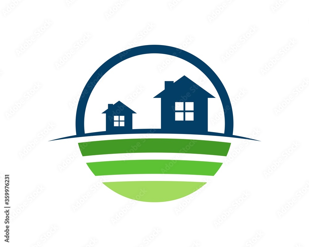 Fototapeta premium Circle shape with farm house