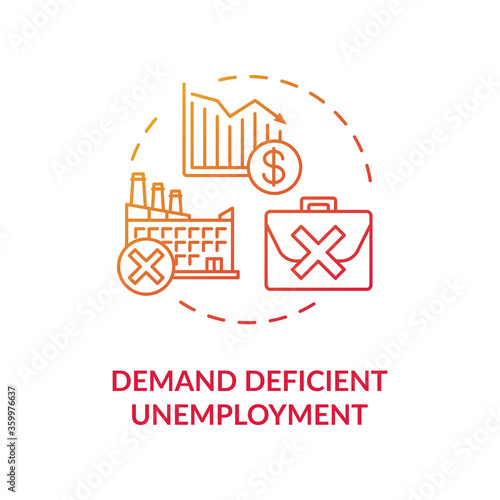Demand efficient unemployment red gradient concept icon. Loss of job position. Labour force issue. Social economic problem idea thin line illustration. Vector isolated outline RGB color drawing