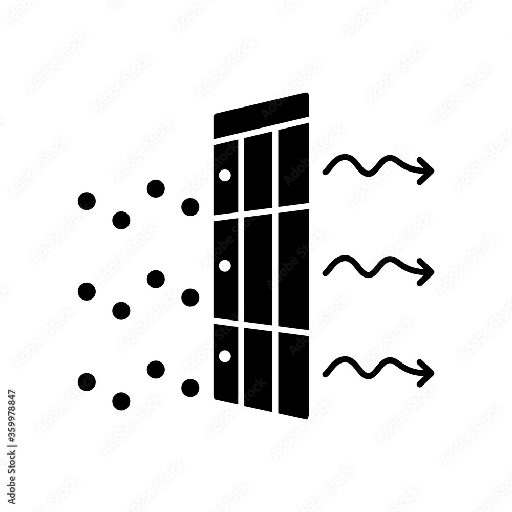 AC filter black glyph icon. Home interior environment ventilation