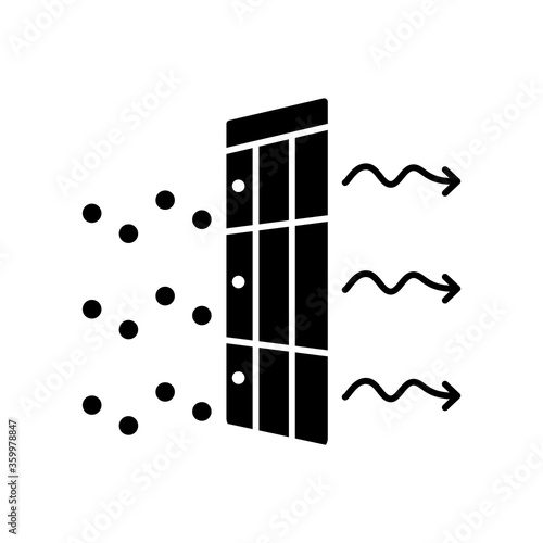 AC filter black glyph icon. Home interior environment ventilation silhouette symbol on white space. Conditioning system with dust protection and air purification effect. Vector isolated illustration