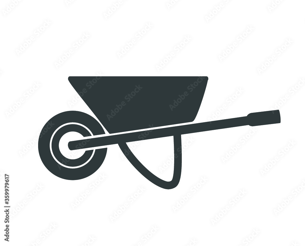 Wheelbarrow cart icon. Farmers cart vector illustration. Gardening card icon. Wheelbarrow cart icon. Farmers cart vector illustration. Gardening card icon.