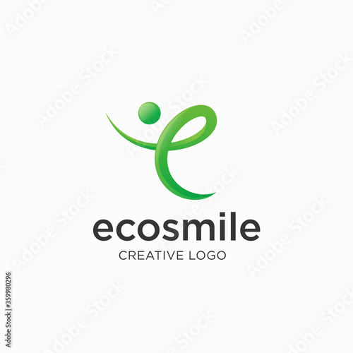 healty human logo, People care logo with letter e symbol