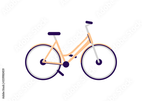 Cruiser bike semi flat RGB color vector illustration. Common transport for casual cyclists. Bicycle isolated cartoon object on white background. Pedal vehicle for city ride, urban travel
