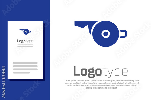 Blue Whistle icon isolated on white background. Referee symbol. Fitness and sport sign. Logo design template element. Vector