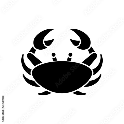 Cancer zodiac sign black glyph icon. Astrological crab silhouette symbol on white space. Horoscope birth sign. Tropical crustacean, sea life, aquatic animal with claws. Vector isolated illustration