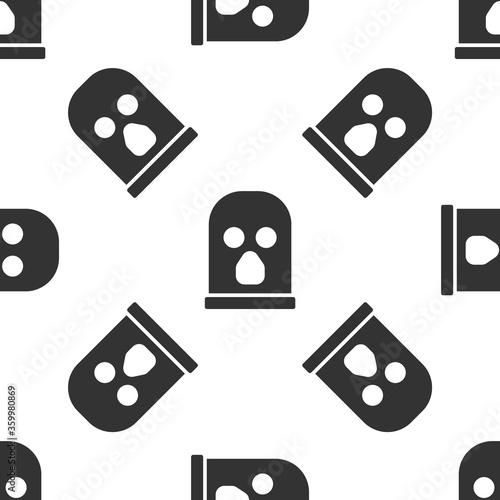 Grey Balaclava icon isolated seamless pattern on white background. A piece of clothing for winter sports or a mask for a criminal or a thief.  Vector