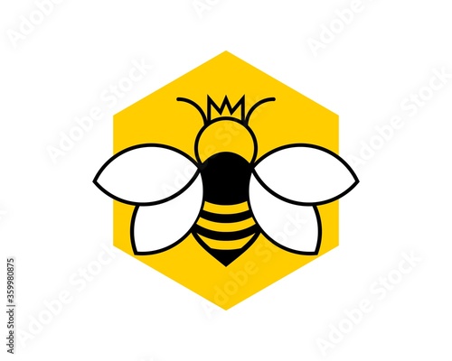Hexagonal shape with queen bee inside